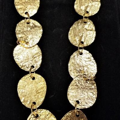 Lot #97   Erwin Pearl Necklace - highly polished hammered design - original box