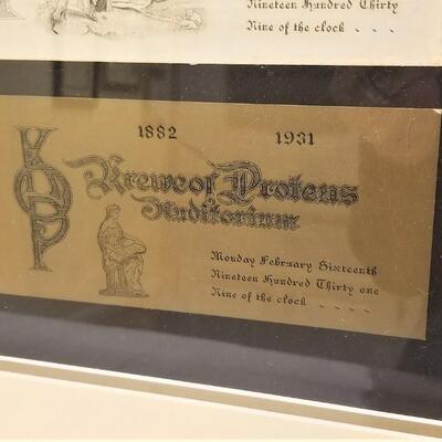 Lot #99 - Vintage framed PROTEUS Ball invitation/admit cards - 1930, 1931
