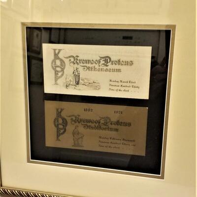 Lot #99 - Vintage framed PROTEUS Ball invitation/admit cards - 1930, 1931