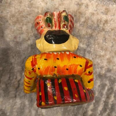 Vintage India Rajasthani Sitting Musician Carved Wooden Bawla Statue