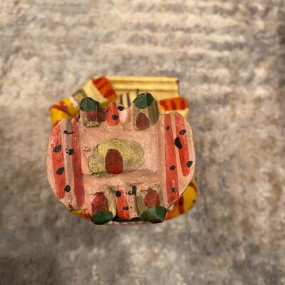 Vintage India Rajasthani Sitting Musician Carved Wooden Bawla Statue