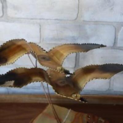 Mid Century Brutalist metal birds of flight figurine