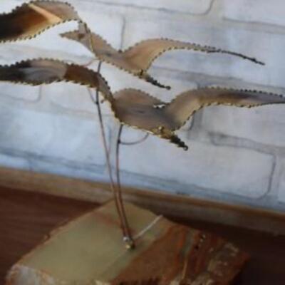 Mid Century Brutalist metal birds of flight figurine