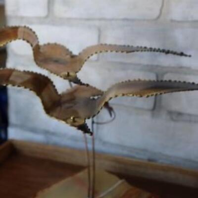Mid Century Brutalist metal birds of flight figurine