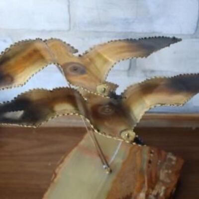 Mid Century Brutalist metal birds of flight figurine