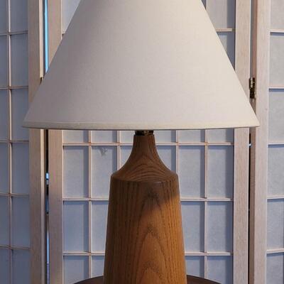 Lot 72: Vintage Mid Century Solid Oak Lamp