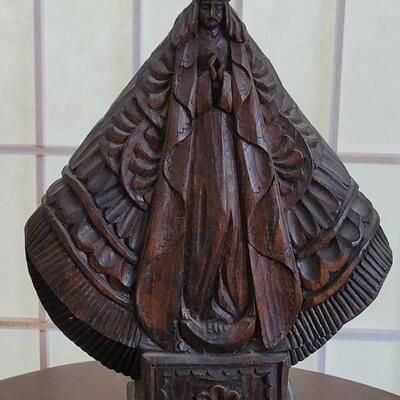 Lot 79: Antique Mexican Carved Wood Virgin Mary