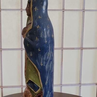 Lot 80: Vintage Our Lady of Guadalupe Handpainted Ceramic Holy Water Bottle with Lid