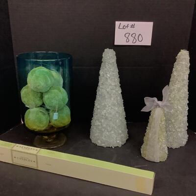 880 Glass Art Trees & Faux Moss Ball Lot
