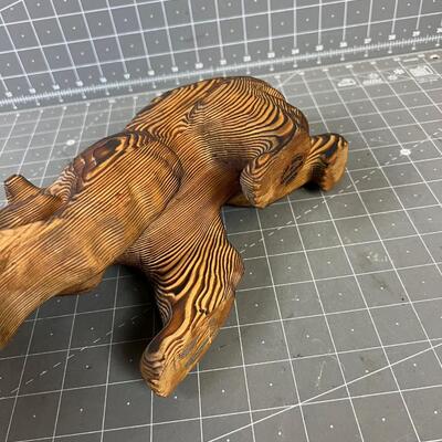 Hand Carved Wood Bear Sculpture 
