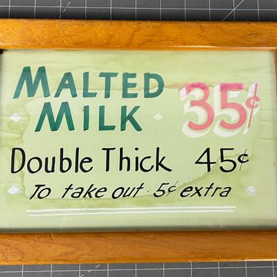 Malted Milk Sign 40's Era 