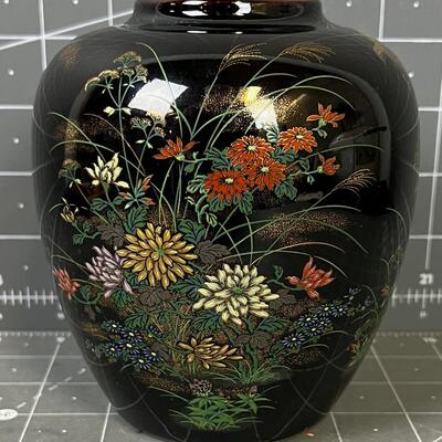 Black Asian Hand Painted vase