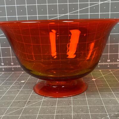 Footed Orange Viking Glass Bowl 