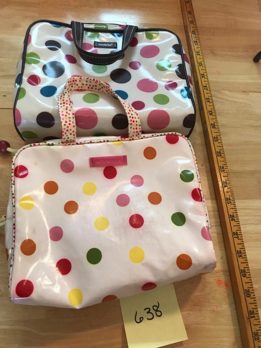 Lot of 2 polka dot plastic bags/ book bags | EstateSales.org