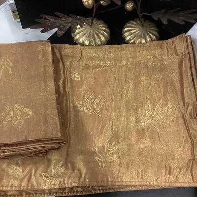 Lot 905. Lot of Fall Table Linens, Napkin Rings, Decorative Candlestick