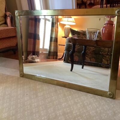 Mirror-solid brass rectangular, beveled glass