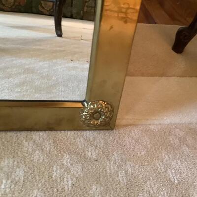 Mirror-solid brass rectangular, beveled glass