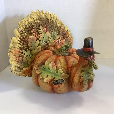 Lot 871. Thanksgiving Turkey with Faux Pumpkins/Gourds/Leaves