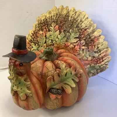 Lot 871. Thanksgiving Turkey with Faux Pumpkins/Gourds/Leaves