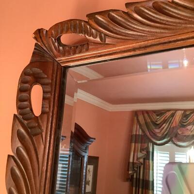 Mirror, carved wood frame, beveled glass