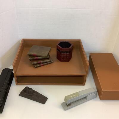 Lot 879. Leather Desk Set & Accessories