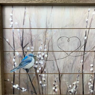 #8 Darling Blue Bird & Wood Wall Decor