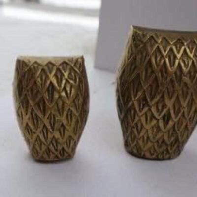 Mid century solid brass owl set