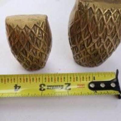 Mid century solid brass owl set