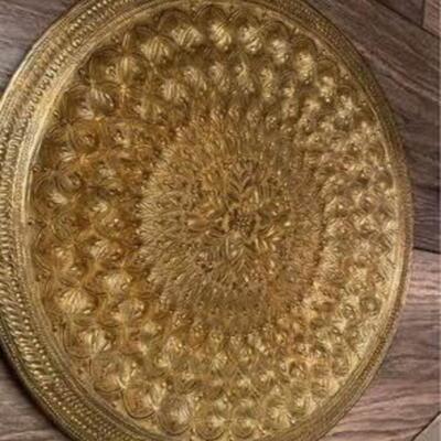 Vintage solid brass decorative charger