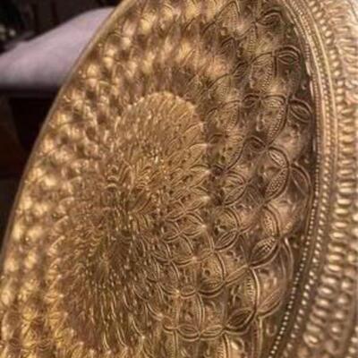 Vintage solid brass decorative charger