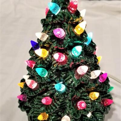 Lot #102  Vintage Ceramic Light Up Christmas Tree - Small Size