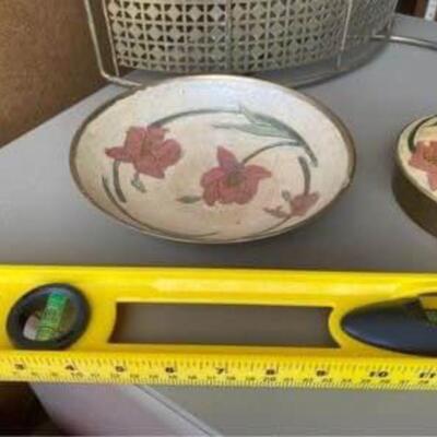 Vintage solid brass catchall and covered dish