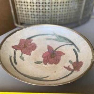 Vintage solid brass catchall and covered dish