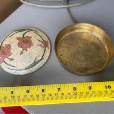 Vintage solid brass catchall and covered dish