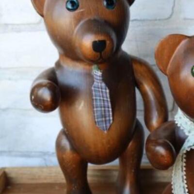 Vintage RARE T.L. Plum wooden bear set