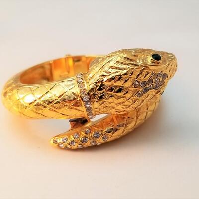 Lot #109 Three lovely Hinged Costume Bracelets - one marked MVH