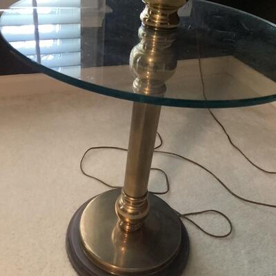 Brass lamp table - brass, wood, glass