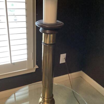 Brass lamp table - brass, wood, glass
