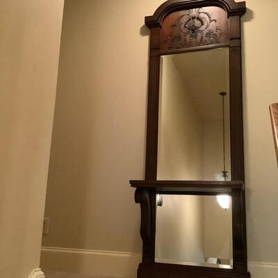 Entry way mirror with shelf made of wood