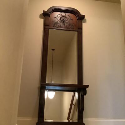 Entry way mirror with shelf made of wood