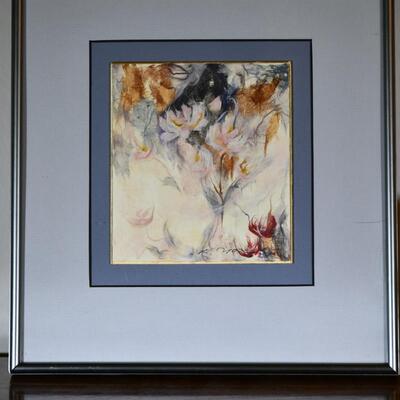 Framed Floral Rice Paper Art