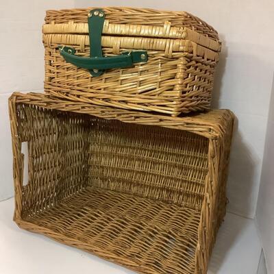 Lot 944. Pair of Baskets ( one picnic style & one rectangle storage )