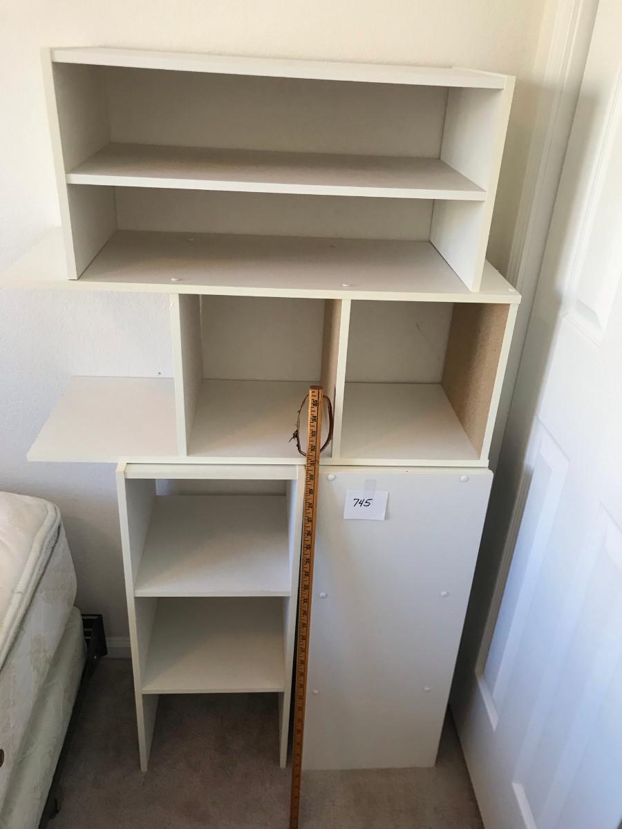 Lot of White stackable storage shelves