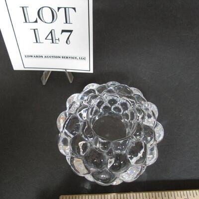Older Orrefors Heavy Glass Raspberry Candle Holder