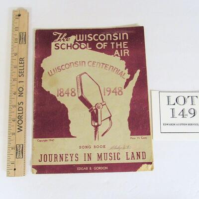 WI School of the Air Sheet Music Song Book, WI Centennial 1848-1948, WI Badgers