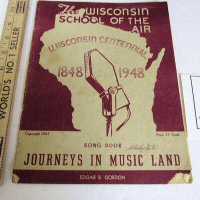 WI School of the Air Sheet Music Song Book, WI Centennial 1848-1948, WI Badgers