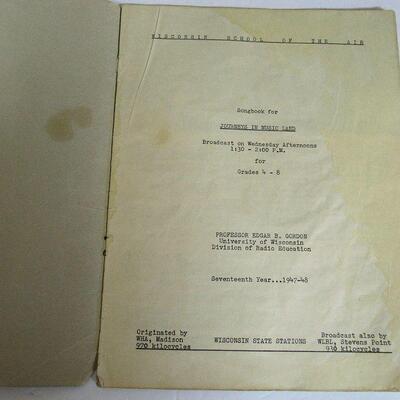 WI School of the Air Sheet Music Song Book, WI Centennial 1848-1948, WI Badgers