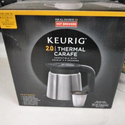 LOT 17 NEW STAINLESS STEEL KEURIG CARAFE WITH MUGS