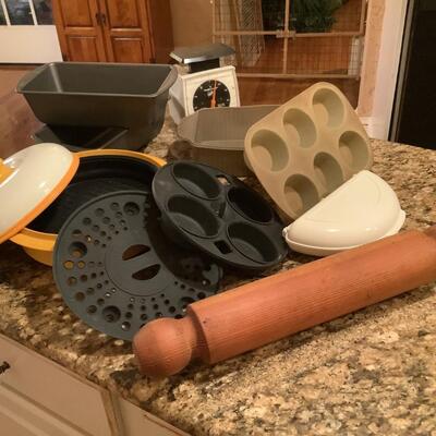 Homemade rolling pin, baking and microwave items