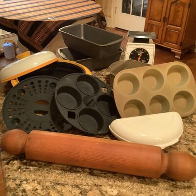 Homemade rolling pin, baking and microwave items